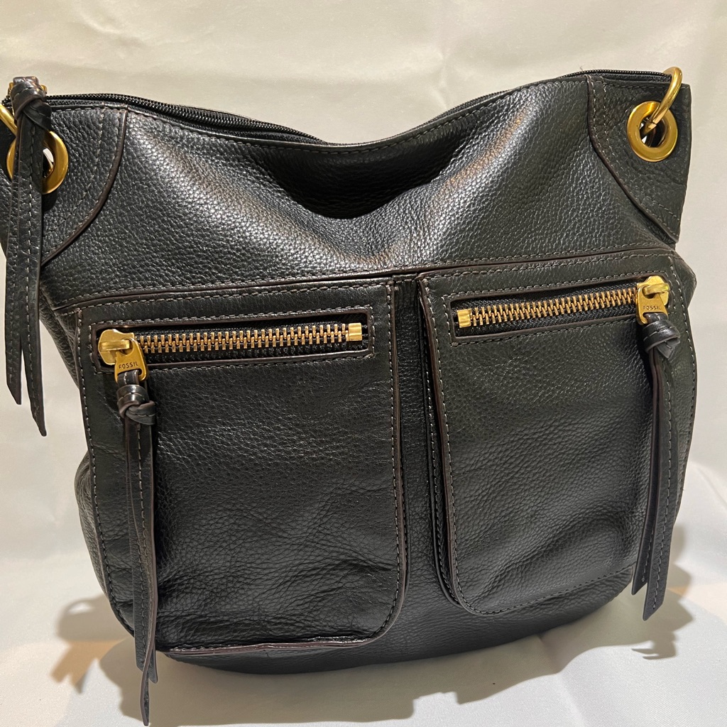 Fossil Black Leather Bag With Handle
